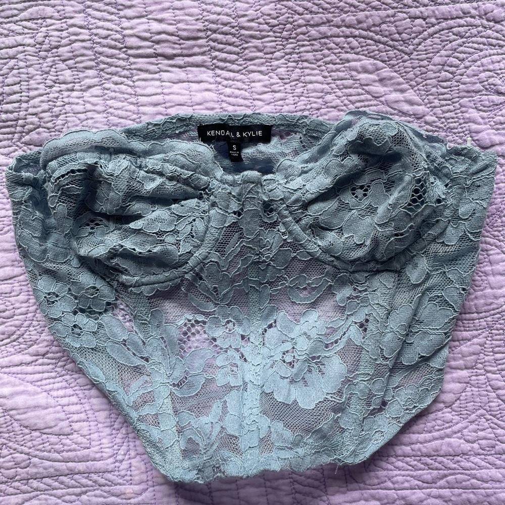 Kendall & Kylie Light Blue Lace Bustier